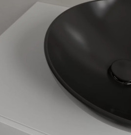 Раковина Villeroy & Boch Loop & Friends ⌀38 см без перелива TitanCeram CeramicPlus Ebony (черный матовый) 4A4501S5
