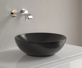Раковина Villeroy & Boch Loop & Friends ⌀38 см без перелива TitanCeram CeramicPlus Ebony (черный матовый) 4A4501S5