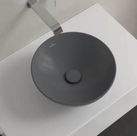 Раковина Villeroy & Boch Loop & Friends ⌀38 см без переливу TitanCeram CeramicPlus графіт 4A4501i4