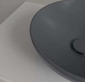 Раковина Villeroy & Boch Loop & Friends ⌀38 см без переливу TitanCeram CeramicPlus графіт 4A4501i4