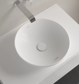 Раковина Villeroy & Boch Loop & Friends ⌀42 см з переливом TitanCeram CeramicPlus кам'яний білий 4A4600RW