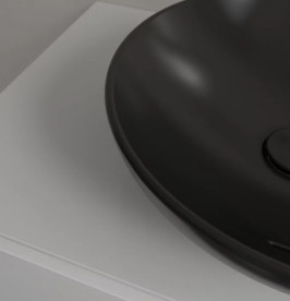 Раковина Villeroy & Boch Loop & Friends ⌀42 см з переливом TitanCeram CeramicPlus Ebony (чорний матовий) 4A4600S5