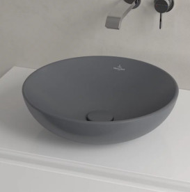 Раковина Villeroy & Boch Loop & Friends ⌀42 см з переливом TitanCeram CeramicPlus графіт 4A4600i4