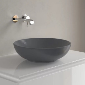 Раковина Villeroy & Boch Loop & Friends ⌀42 см з переливом TitanCeram CeramicPlus графіт 4A4600i4