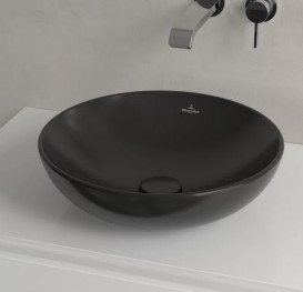 Раковина Villeroy & Boch Loop & Friends ⌀42 см без перелива TitanCeram CeramicPlus Ebony (черный матовый) 4A4601S5