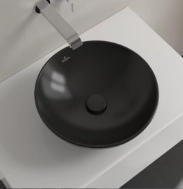 Раковина Villeroy & Boch Loop & Friends ⌀42 см без перелива TitanCeram CeramicPlus Ebony (черный матовый) 4A4601S5