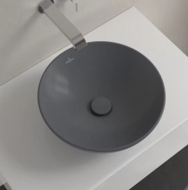 Раковина Villeroy & Boch Loop & Friends ⌀42 см без переливу TitanCeram CeramicPlus графіт 4A4601i4