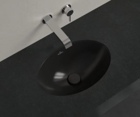 Раковина Villeroy & Boch Loop & Friends 43х28 см с переливом TitanCeram CeramicPlus Ebony (черный матовый) 4A5300S5