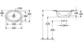 Раковина Villeroy & Boch Loop & Friends 43х28 см с переливом TitanCeram CeramicPlus Ebony (черный матовый) 4A5300S5