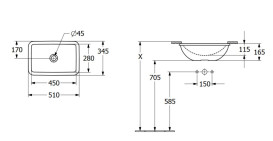 Раковина Villeroy & Boch Loop & Friends 45х28 см без перелива TitanCeram CeramicPlus каменный белый 4A5601RW
