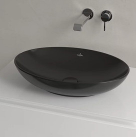Раковина Villeroy&Boch Loop&Friends 56х38 см з переливом TitanCeram CeramicPlus Ebony (чорний матовий) 4A4700S5