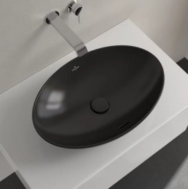 Раковина Villeroy&Boch Loop&Friends 56х38 см з переливом TitanCeram CeramicPlus Ebony (чорний матовий) 4A4700S5