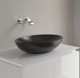 Раковина Villeroy&Boch Loop&Friends 56х38 см з переливом TitanCeram CeramicPlus Ebony (чорний матовий) 4A4700S5