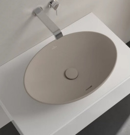 Раковина Villeroy & Boch Loop & Friends 56х38 см с переливом TitanCeram CeramicPlus миндаль 4A4700AM