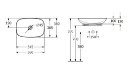 Раковина Villeroy & Boch Loop & Friends 56х38 см с переливом TitanCeram альпийский белый 4A490001