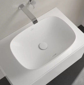 Раковина Villeroy & Boch Loop & Friends 56х38 см с переливом TitanCeram CeramicPlus каменный белый 4A4900RW