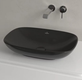 Раковина Villeroy&Boch Loop&Friends 56х38 см з переливом TitanCeram CeramicPlus Ebony (чорний матовий) 4A4900S5