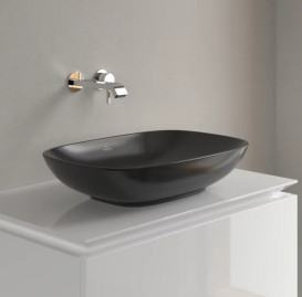 Раковина Villeroy & Boch Loop & Friends 56х38 см с переливом TitanCeram CeramicPlus Ebony (черный матовый) 4A4900S5