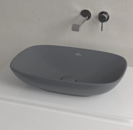 Раковина Villeroy & Boch Loop & Friends 56х38 см із переливом TitanCeram CeramicPlus графіт 4A4900i4