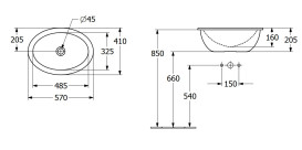 Раковина Villeroy & Boch Loop & Friends 57х41 см без перелива TitanCeram CeramicPlus альпийский белый 4A6201R1