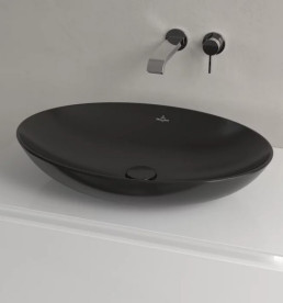 Раковина Villeroy & Boch Loop & Friends 62х42 см с переливом TitanCeram CeramicPlus Ebony (черный матовый) 4A4800S5