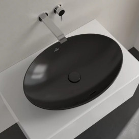 Раковина Villeroy & Boch Loop & Friends 62х42 см с переливом TitanCeram CeramicPlus Ebony (черный матовый) 4A4800S5