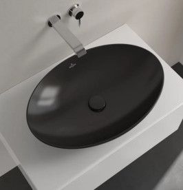 Раковина Villeroy & Boch Loop & Friends 62х42 см без переливу TitanCeram CeramicPlus Ebony (чорний матовий) 4A4801S5