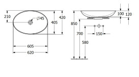 Раковина Villeroy & Boch Loop & Friends 62х42 см без переливу TitanCeram CeramicPlus графіт 4A4801i4