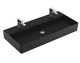 Раковина Villeroy & Boch Memento 2.0 100х47 см с переливом TitanCeram CeramicPlus Ebony (черный матовый) 4A22A4S5