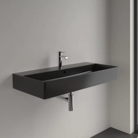Раковина Villeroy & Boch Memento 2.0 100х47 см с переливом TitanCeram CeramicPlus Ebony (черный матовый) 4A22A5S5
