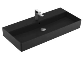 Раковина Villeroy & Boch Memento 2.0 100х47 см с переливом TitanCeram CeramicPlus Ebony (черный матовый) 4A22A5S5