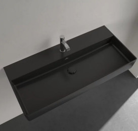 Раковина Villeroy & Boch Memento 2.0 100х47 см без переливу TitanCeram CeramicPlus Ebony (чорний матовий) 4A22A2S5