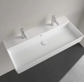 Раковина Villeroy & Boch Memento 2.0 100х47 см с переливом шлифованная TitanCeram альпийский белый 4A221L01