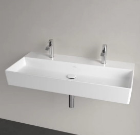 Раковина Villeroy & Boch Memento 2.0 100х47 см без переливу шліфована TitanCeram CeramicPlus кам'яний білий 4A221KRW