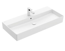 Раковина Villeroy & Boch Memento 2.0 100х47 см із переливом шліфована TitanCeram CeramicPlus кам'яний білий 4A221GRW