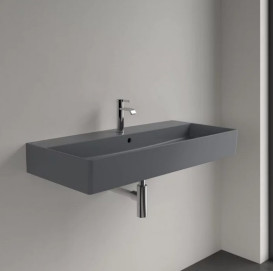 Раковина Villeroy & Boch Memento 2.0 100х47 см с переливом шлифованная TitanCeram CeramicPlus графит 4A221GI4