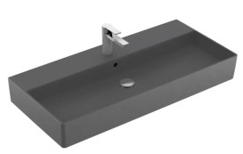 Раковина Villeroy & Boch Memento 2.0 100х47 см с переливом шлифованная TitanCeram CeramicPlus графит 4A221GI4