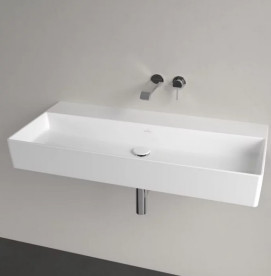 Раковина Villeroy & Boch Memento 2.0 100х47 см без перелива шлифованная TitanCeram CeramicPlus каменный белый 4A221FRW
