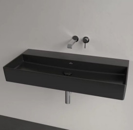 Раковина Villeroy & Boch Memento 2.0 100х47 см без переливу шліфована TitanCeram CeramicPlus Ebony (чорний матовий) 4A221FS5