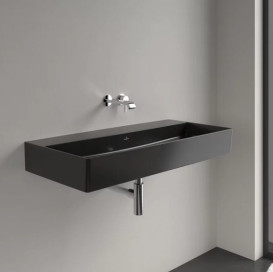 Раковина Villeroy & Boch Memento 2.0 100х47 см без переливу шліфована TitanCeram CeramicPlus Ebony (чорний матовий) 4A221FS5
