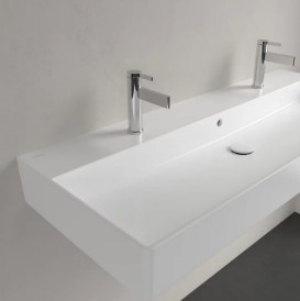 Раковина Villeroy & Boch Memento 2.0 120х47 см с переливом TitanCeram CeramicPlus каменный белый 4A22C4RW