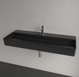 Раковина Villeroy & Boch Memento 2.0 120х47 см с переливом TitanCeram CeramicPlus Ebony (черный матовый) 4A22C5S5