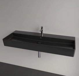 Раковина Villeroy & Boch Memento 2.0 120х47 см без переливу TitanCeram CeramicPlus Ebony (чорний матовий) 4A22C2S5