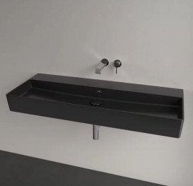 Раковина Villeroy & Boch Memento 2.0 120х47 см без перелива TitanCeram CeramicPlus Ebony (черный матовый) 4A22C3S5