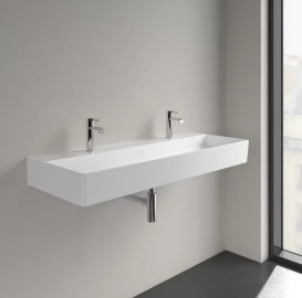Раковина Villeroy & Boch Memento 2.0 120х47 см без переливу шліфована TitanCeram CeramicPlus кам'яний білий 4A22CGRW