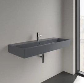 Раковина Villeroy & Boch Memento 2.0 120х47 см с переливом шлифованная TitanCeram CeramicPlus графит 4A22CLI4