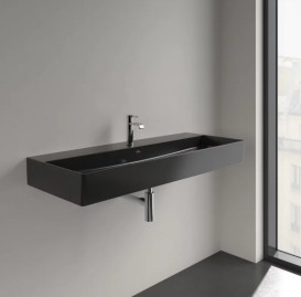Раковина Villeroy & Boch Memento 2.0 120х47 см без перелива шлифованная TitanCeram CeramicPlus Ebony (черный матовый) 4A22CHS5