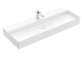 Раковина Villeroy & Boch Memento 2.0 120х47 см без перелива шлифованная TitanCeram CeramicPlus каменный белый 4A22CHRW