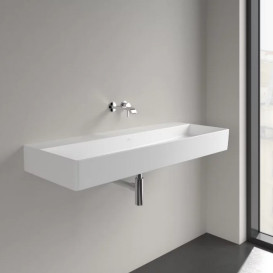 Раковина Villeroy & Boch Memento 2.0 120х47 см без перелива шлифованная TitanCeram CeramicPlus каменный белый 4A22CFRW