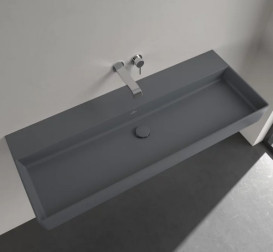 Раковина Villeroy & Boch Memento 2.0 120х47 см без перелива шлифованная TitanCeram CeramicPlus графит 4A22CFI4